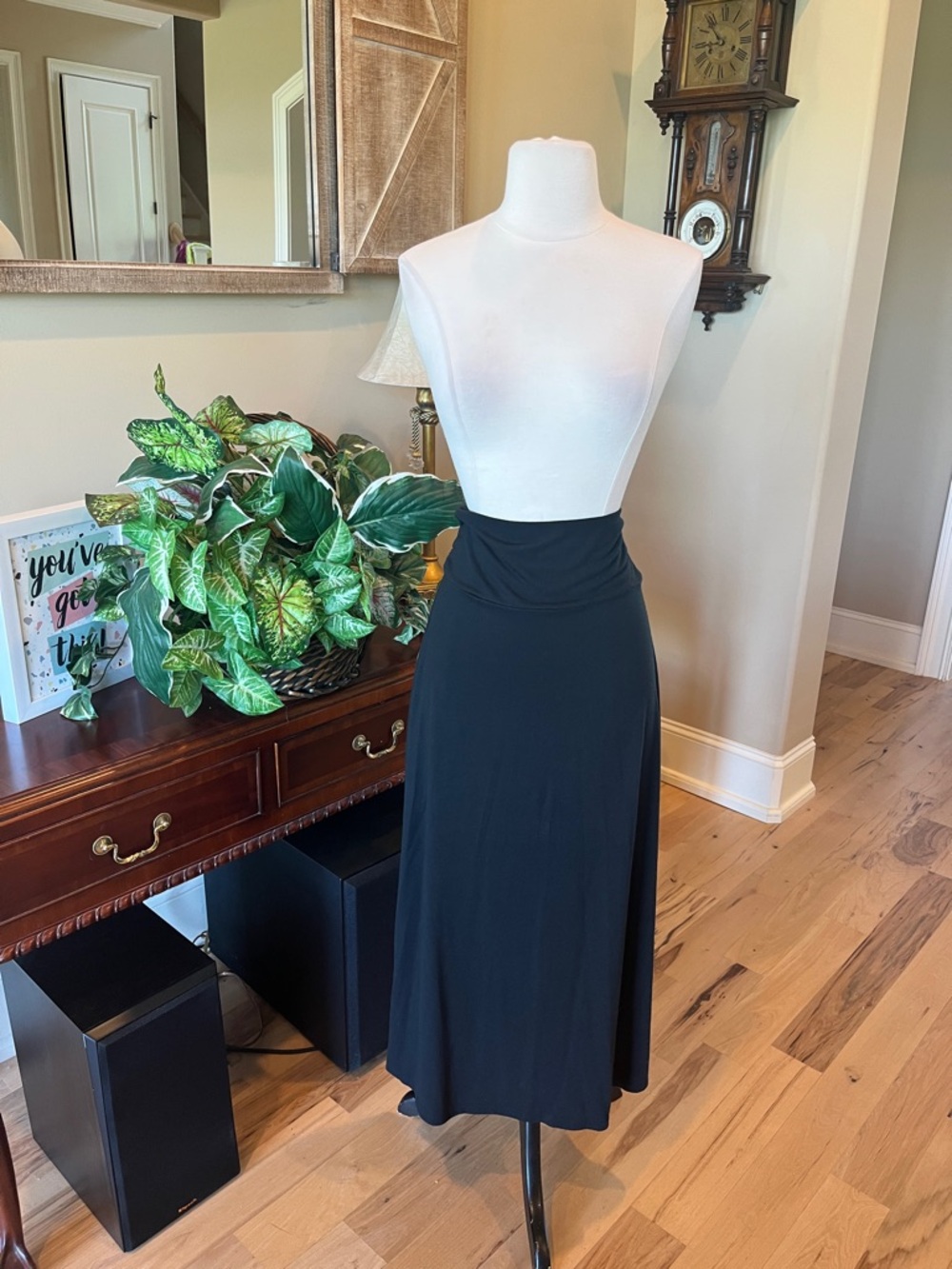 Maxi Skirt Comfy Stretchy Knit Black Solid Women’s Small